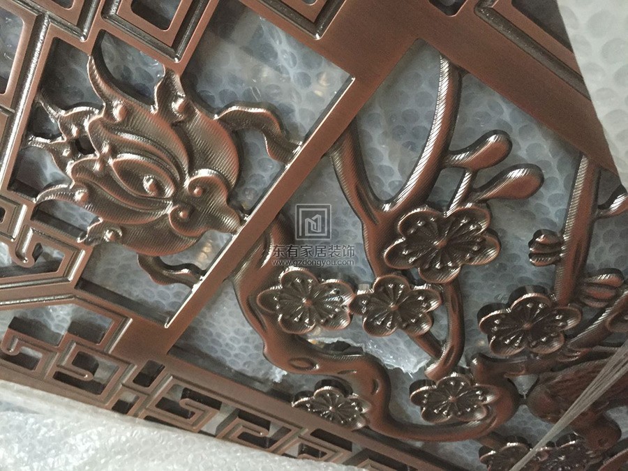 香檳金雕花不銹鋼門  DM-016