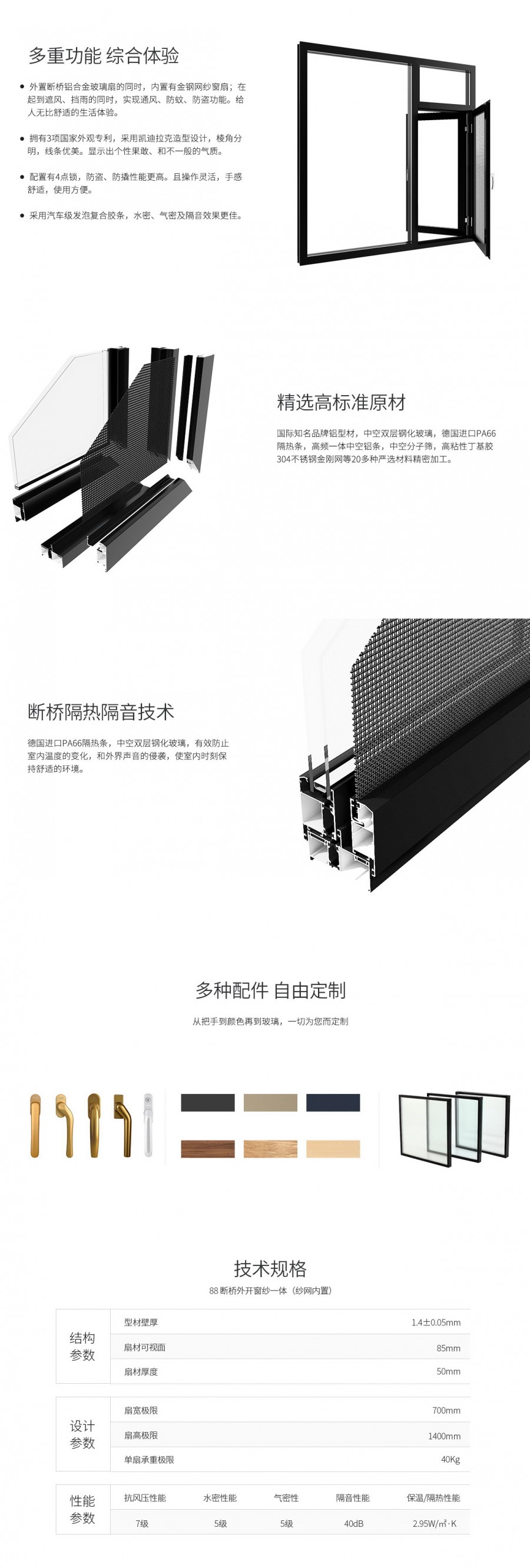00-88斷橋外開窗紗一體（紗網內置）