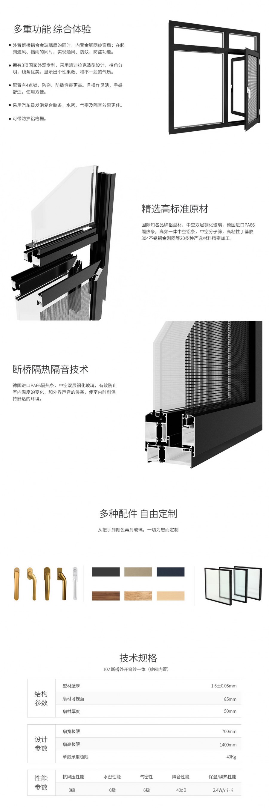 00-102斷橋外開窗紗一體（紗網內置）