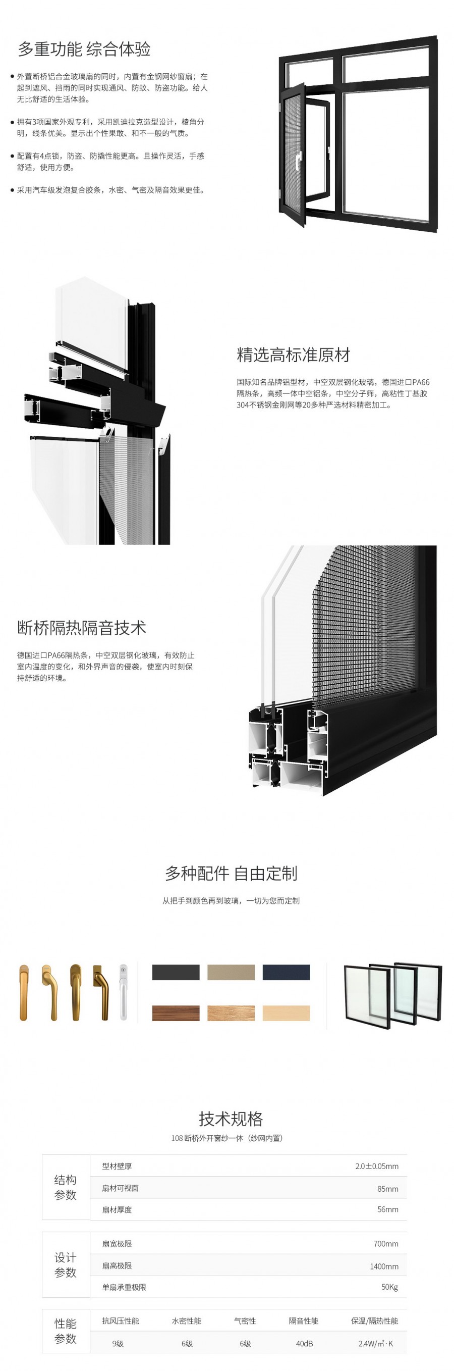 00-108斷橋外開窗紗一體（紗網內置）