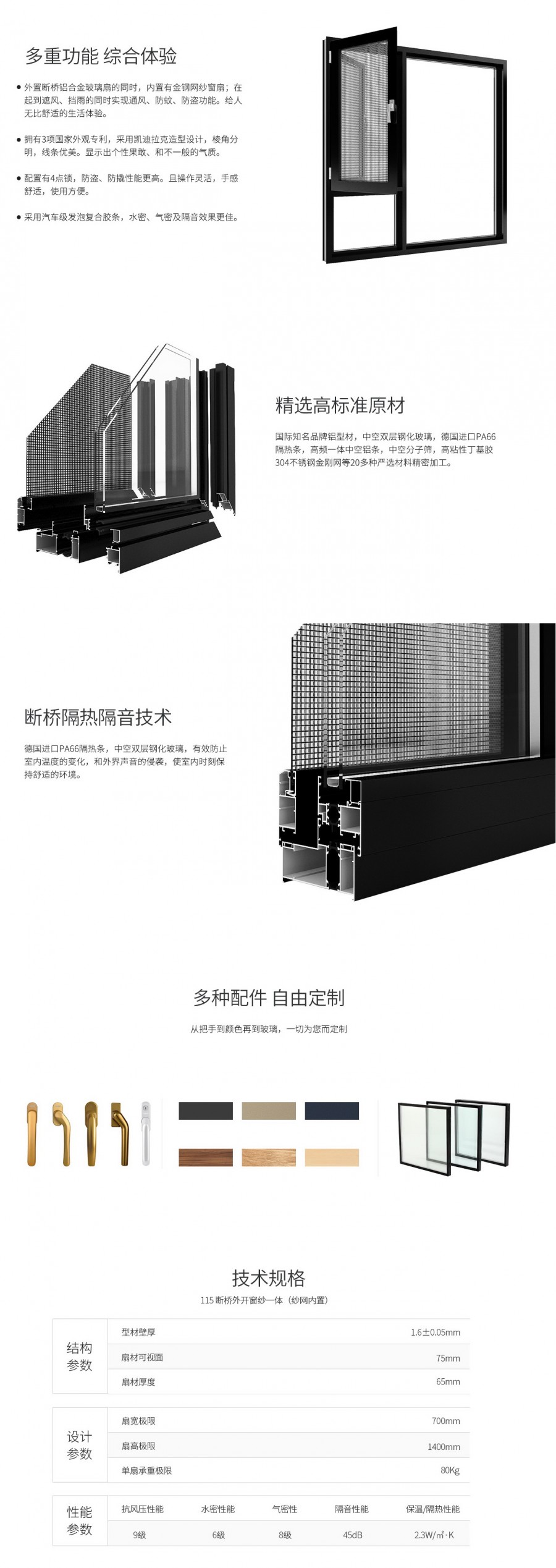 00-115斷橋外開窗紗一體（紗網內置）