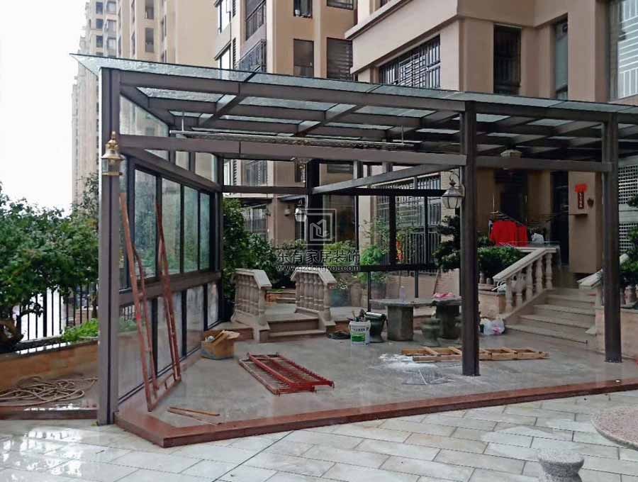 鋁合金玻璃雨棚、陽光板車棚