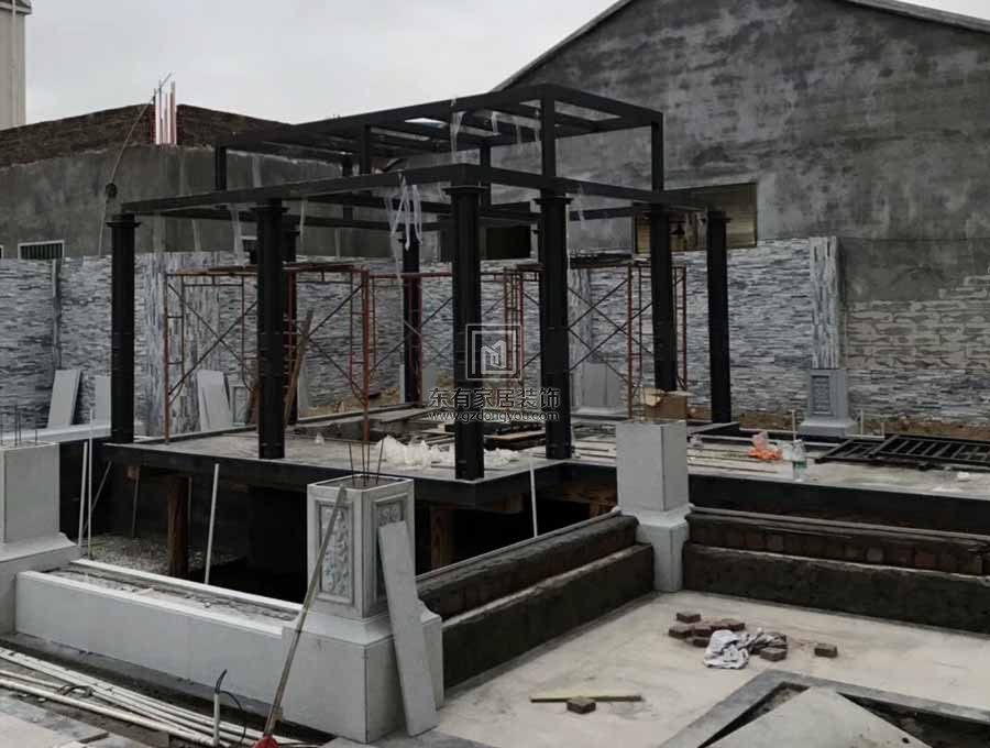 廣州花都別墅全屋鋁合金重型玻璃雨棚，鋁合金窗安裝實拍
