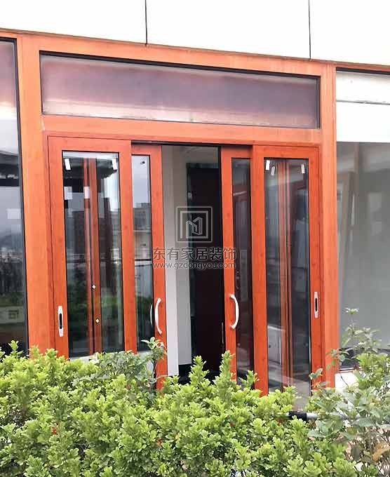 半島碧桂園整棟黃花梨斷橋窗紗一體門窗、重型推拉窗