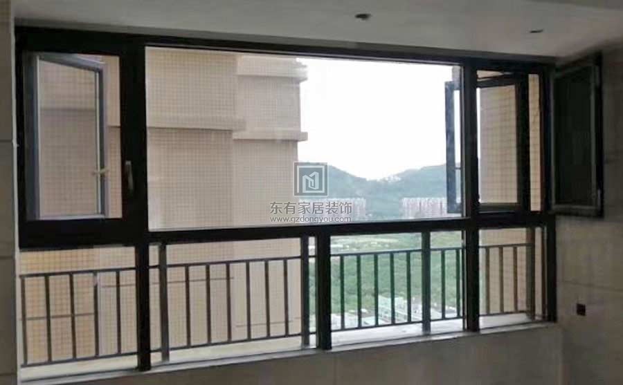 南沙華海山嶼海雙色鋁合金窗紗一體推拉窗
