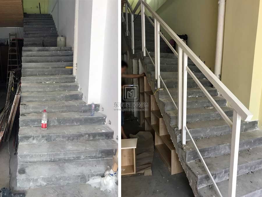 不銹鋼鍍白色樓梯扶手科學城科翔路周先生家不銹鋼烤漆樓梯扶手 FS-073