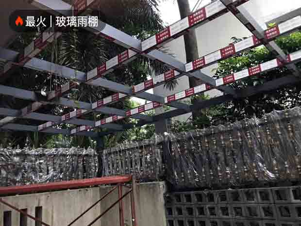鳳鋁型材玻璃雨棚項目安裝過程