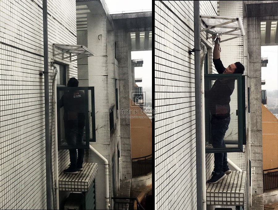 不銹鋼雨棚安裝過程