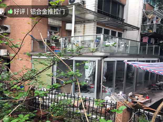 二沙島云景花園鋁合金推拉門，不銹鋼玻璃欄桿、雨棚